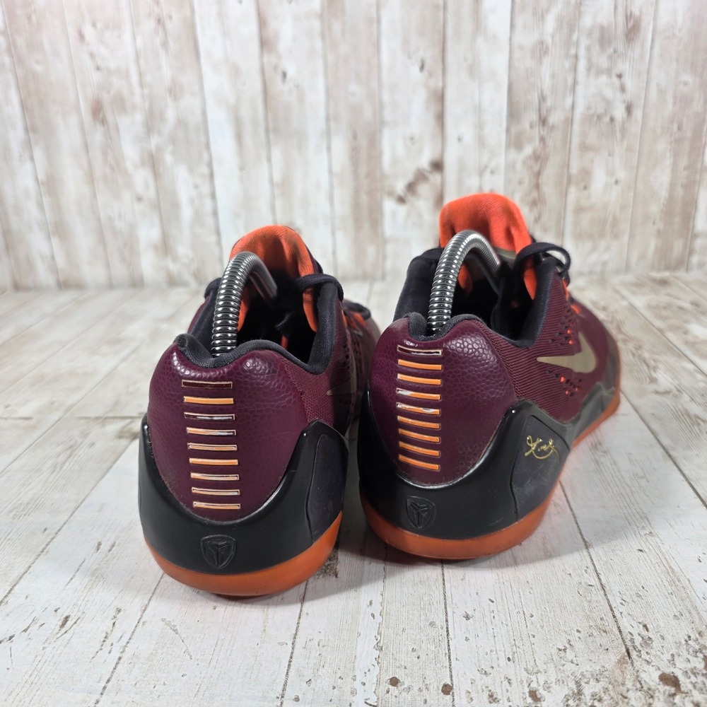 Nike Kobe 9 EM Deep Garnet Metallic Gold Basketball Shoes 646701-678 Mens 8 - Picture 3 of 8
